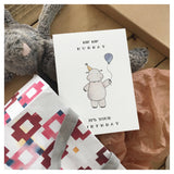 Hip Hip Hurray - Hippo Themed Birthday Card