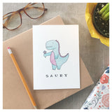 Saury - Punny Dinosaur Themed Sympathy Apology Card