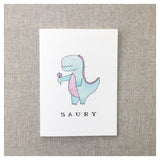 Saury - Punny Dinosaur Themed Sympathy Apology Card