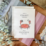 Holiday - Crabby Christmas and a Clawsome New Year – Watercolour Holiday Crab Card