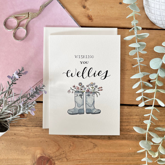 Good Luck - Wishing You Wellies (Wellington Boots) Cards