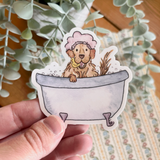 Bath Time Dog Vinyl Sticker