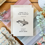 Christmas - Wishing You a Fin-tastic Holiday Sea-son Watercolour Orca Card