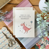 Birthday – Punny “Rex-cellent Birthday” Dino Greeting Card
