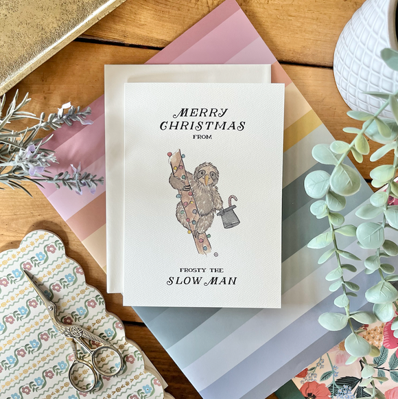 Holiday - Merry Christmas from Frosty the Slow Man – Watercolour Sloth Card