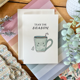 Christmas - Teas the Season Punny Hand-Painted Holiday Mug Card