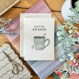 Christmas - Teas the Season Punny Hand-Painted Holiday Mug Card