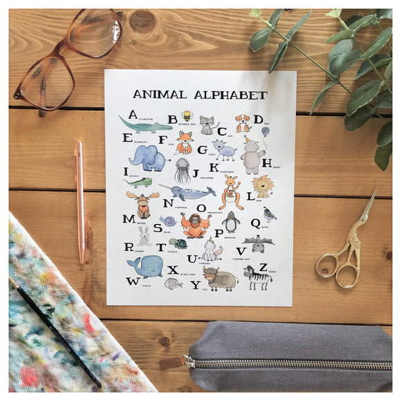 Animal Alphabet Wall Print | 8x10